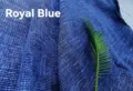 Detail of thick royal blue cotton linen chenille fabric with rich woven texture for DIY - Dark Blue