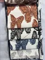 Vue détaillée du motif papillon stéréoscopique sur les tissus jacquard en chenille - Fil Coupé Papillon / Orange