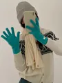 Premium turquoise blue merino wool touchscreen gloves for stylish winter warmth protection - One Size / Malachite green