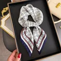 Detail of French vintage silk scarf with paisley geometric pattern in navy and red - Square Scarf / Navy Blue Badge (Geometric Paisley)
