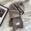 Zachte mokkabruine effen gebreide sjaal met ARCL'SEE merklabel in Franse stijl - 160cm / Khaki