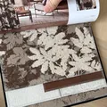 Detailed close-up of brown leaf pattern jacquard fabric sample for sofa and curtains - Sofa Fabric / 中古繁枝浅棕色