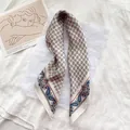Elegant French vintage ivory silk scarf with blue and orange paisley pattern detail - Square Scarf / Off-White Paisley (Paisley Pattern)
