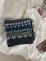 Cozy retro Fair Isle jacquard knitted wool scarf for winter with unique vintage patterns - 23*160cm / Dark Gray
