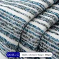 Tessuto ciniglia a righe stile Monet in toni blu e bianchi con peso 440 gsm - Righe Sfumate Blu Viola Verde (SY1081-03) / Larghezza 145cm (Circa 1 Metro)
