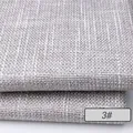 Close-up macro view of thick faux linen fabric with grey weave texture, color #3 - Standard / Light Grey-Brown (No. 3)