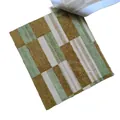 Checkered jacquard chenille fabric sample in green and mustard tones for home textiles - 绿与姜黄与米白 / -02 #