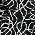 Trama dettagliata del tessuto jacquard di ciniglia bianco e nero con motivo a linee astratte - linee astratte / 145*100cm