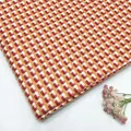 Red and orange fish-scale jacquard cotton linen fabric for upholstery and sewing - Orange Red