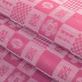 Ροζ ζακάρ ύφασμα με μοτίβο Double Happiness για γάμο DIY και διακόσμηση - Μοτίβο Διπλή Ευτυχία Λουλούδι Ροζ / Ροζ