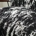 Macro view of black and white ink-wash style textured velvet fabric for modern sofa - Ink Wash Pattern Fabric / Black