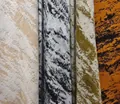 Macro detail view of ink wash pattern polyester velvet fabric for sofa and cushions. - Ink Wash Pattern Fabric / Green