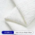 Tela de chenilla texturizada blanca con patrón de río de montaña para muebles, 360 g/m² - 1m / Blanco (1089-12)