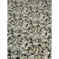 Tessuto jacquard di ciniglia mediterranea con motivo a foglie di palma nero e crema. - 100cmx150cm / Verde