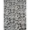 Tessuto jacquard in ciniglia con motivo a foglie di palma tropicale nero e bianco - 100cmx150cm / Nero