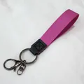 Minimalist magenta nylon webbing keychain wrist strap with gunmetal hardware - Rose Red