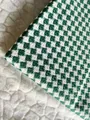 Premium green and white checkered cotton linen fabric for tablecloth and cushions upholstery - Sea Green