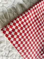 High-quality red and white checkered woven cotton linen fabric for upholstery and tablecloths - Red