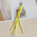 Vivace portachiavi con nappa in filo di cera giallo neon con ciondolo a cuore argento - Giallo
