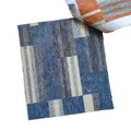 Blue and grey geometric jacquard chenille fabric swatch for upholstery and pillows - -05 #