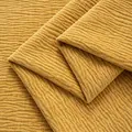 Textured yellow chenille fabric with petal wave pattern for premium sofa covers and upholstery - 1 Meter (1.46m Width) / Turmeric