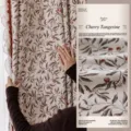 High-end French vintage cherry chenille jacquard blackout curtain for cozy bedroom decor - 1米*1.5米 沙发面料 / 米色搭配橘红樱桃
