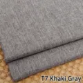 Khaki grey thickened cotton linen fabric swatch for DIY sofa cover and pillowcase - 1 Meter / Khaki and Grey