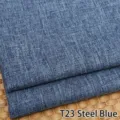 Premium steel blue cotton linen fabric with rustic texture for sofa covers and DIY decor projects - 1 Meter / Blue & Silver
