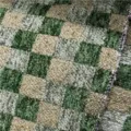 Premium thick green and beige checkerboard chenille jacquard fabric for sofa and cushions - Checkered / Vintage Green