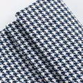 Μπλε και μαύρο ύφασμα houndstooth από βαμβάκι και λινό για καναπέ και έπιπλα σπιτιού - Μήκος 100cm / Μπλε Μαύρο
