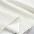 Thick off-white chenille velvet fabric with textured meteor stripe pattern for upholstery - Off White