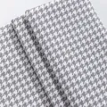 Tissu en coton et lin à motif pied-de-poule gris et blanc pour canapés et coussins - Longueur 100cm / Gris clair