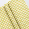 Tissu pied-de-poule en coton et lin jaune et blanc pour coussins de décoration - Longueur 100cm / Jaune