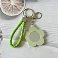 Elegante portachiavi a specchio in pelle fiore verde con cordino intrecciato per borse - Verde chiaro