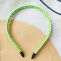 Slim braided leather headband in green and white for women chic hair styling accessories - No. 3 (TG-001 Headband) / Grass Green and White Contrast