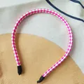 Elegant thin pink and white braided leather headband for women with anti-slip comfort tips - Rose Red and White