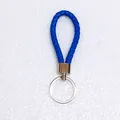 Premium braided blue leather cord keychain for car keys and backpacks with silver ring - 50 Pieces/Pack / Sapphire Blue