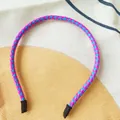 Vibrant pink and blue braided leather headband for women with a slim and stylish fit - Rose Red and Sky Blue