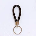 Handcrafted braided dark brown leather keyring featuring a polished silver metal loop - 50 Pieces/Pack / Navy Blue