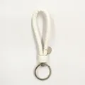 Porte-clés en cuir tressé blanc fait main avec anneau en argent pour clés de voiture et sacs - 50 Pièces/Paquet / Blanc