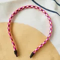 Fashionable multicolor braided leather thin headband for women with non-slip protective ends - Rose Red Orange Black White