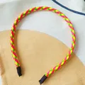 Colorful braided leather headband for women with thin non-slip design and rainbow pattern - Rainbow