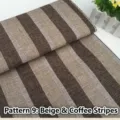 High-quality thick coarse linen sofa fabric featuring beige and coffee vertical stripes - Beige Coffee Stripes