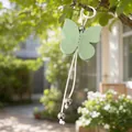 Soft macaron green butterfly leather keychain stylish PU bag charm hanging from tree - Green