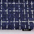 Blue and white woven tweed fabric variant, ideal for bags, cushions, and home upholstery. - Dark Blue White Plaid