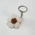 Porte-clés fleur bouffante au crochet fait main pour sac, coloris crème et brun. - Beige