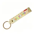 Dopamin-Stil Creme Leder Handschlaufe Schlüsselanhänger mit buntem LOVE WORLD Muster - Beige