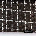 Brown and white plaid coarse linen fabric for bags cushions and sofa covers durable textile. - Dark Brown White Woven Plaid
