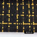 Black and yellow plaid woven fabric variant, coarse linen style material for bags and cushions. - Black with Yellow Line Tweed Plaid