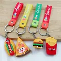 Lot de 4 porte-clés fast-food mignons comprenant burger pizza frites et hot-dog - Porte-clés de Nourriture Simulé Mixte